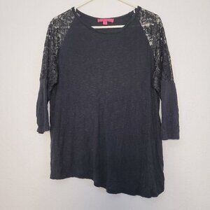 521. Curve Revolution Long Sleeve Blouse Black Sz 2X